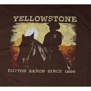 Yellowstone Dutton Ranch Cowboy Graphic T-Shirt 2XL Brown Western NWT
